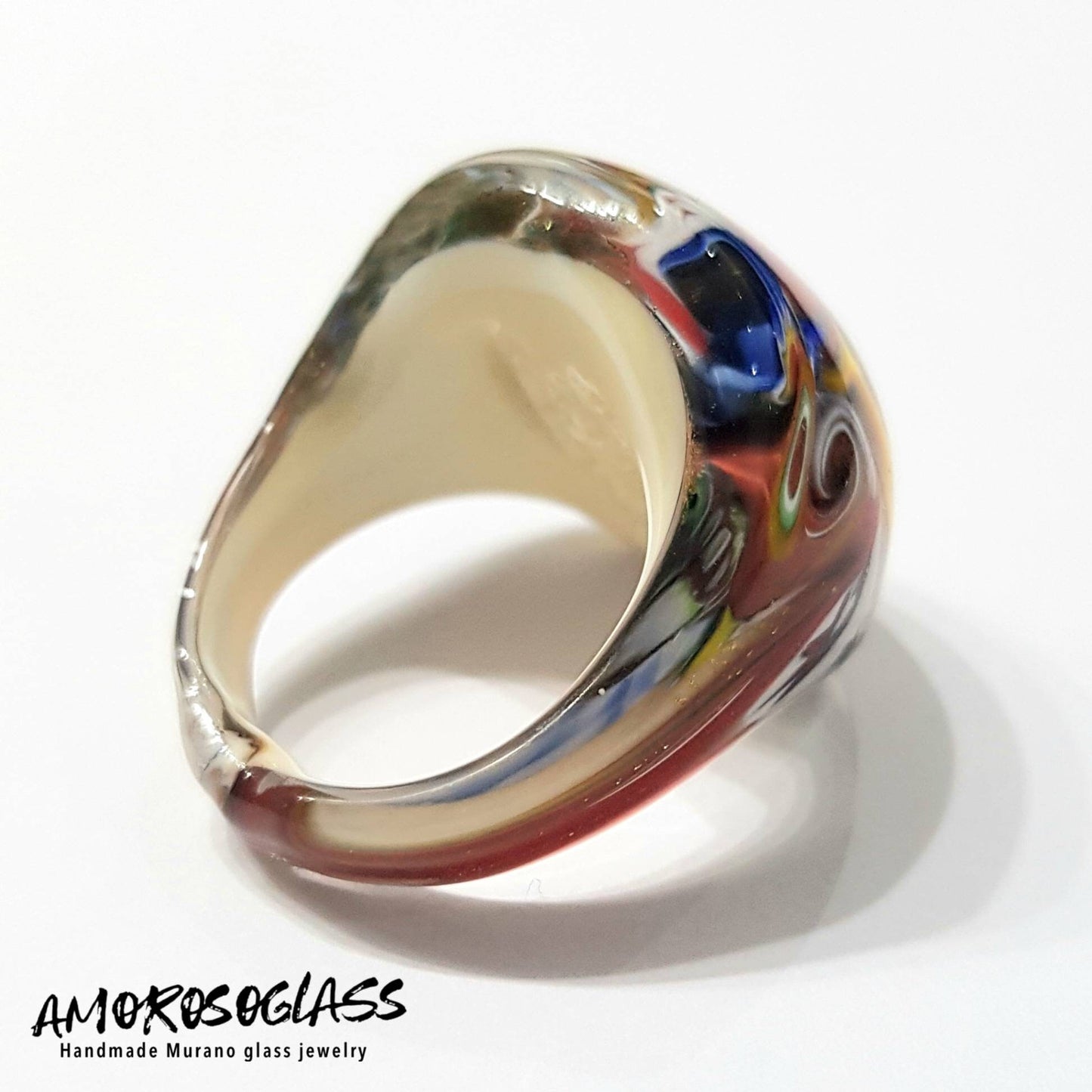 Anello Murrina in vetro di Murano con foglia oro 24Kt.