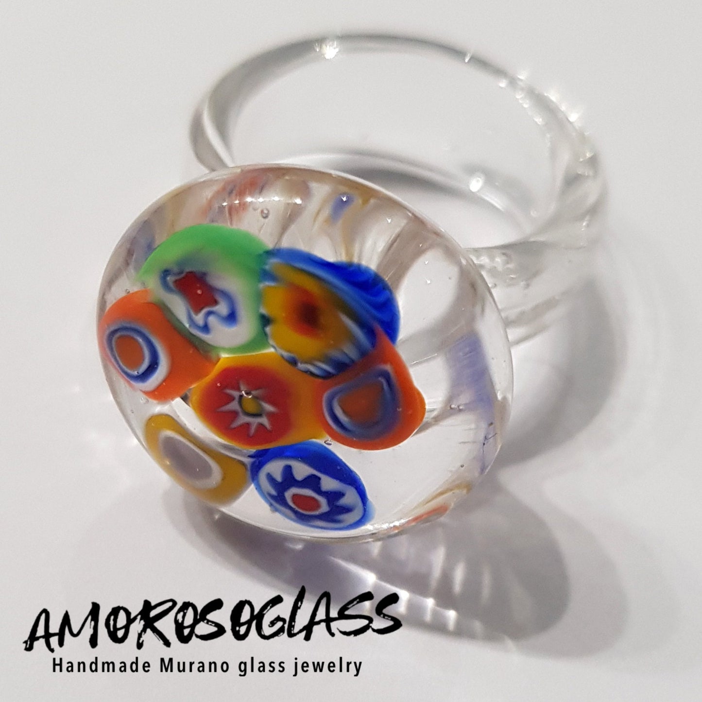 Anello MURRINA SOMMERSA in vetro di Murano lavorato a lume.