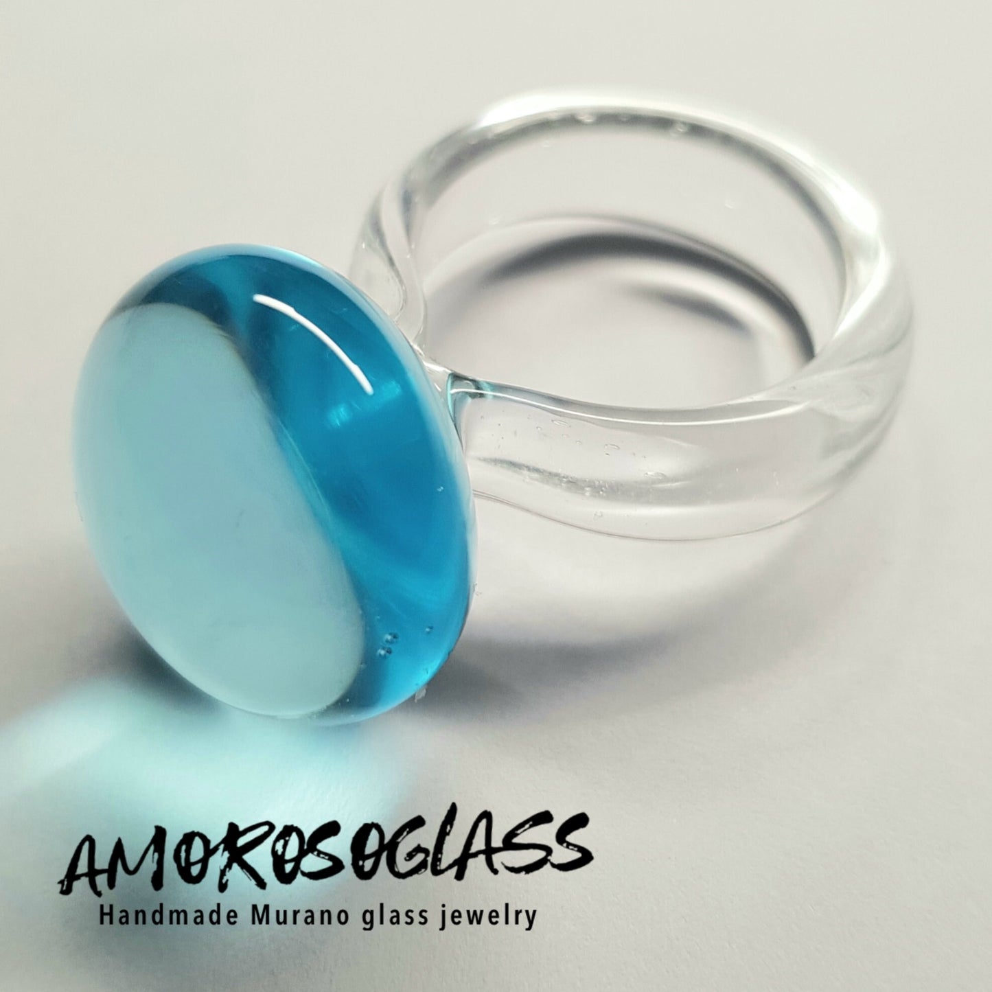 Anello BOLLICINA in vetro di Murano lavorato a lume.