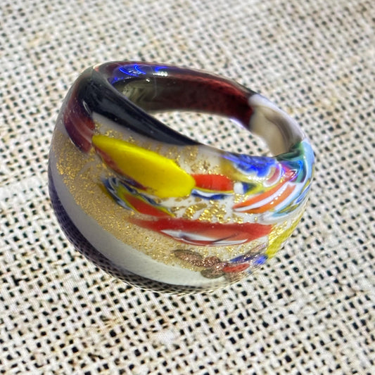 UNICO PEZZO  1,9 cm - Anello Piccola Murrina, in vetro di Murano lavorato a lume.