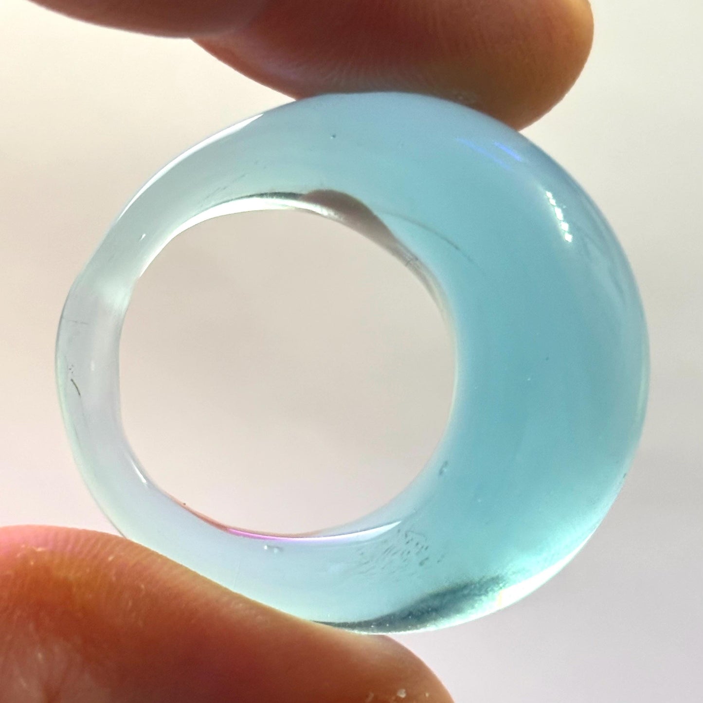 Anello ACQUA in vetro di Murano , colore acquamare chiarissimo trasparente.