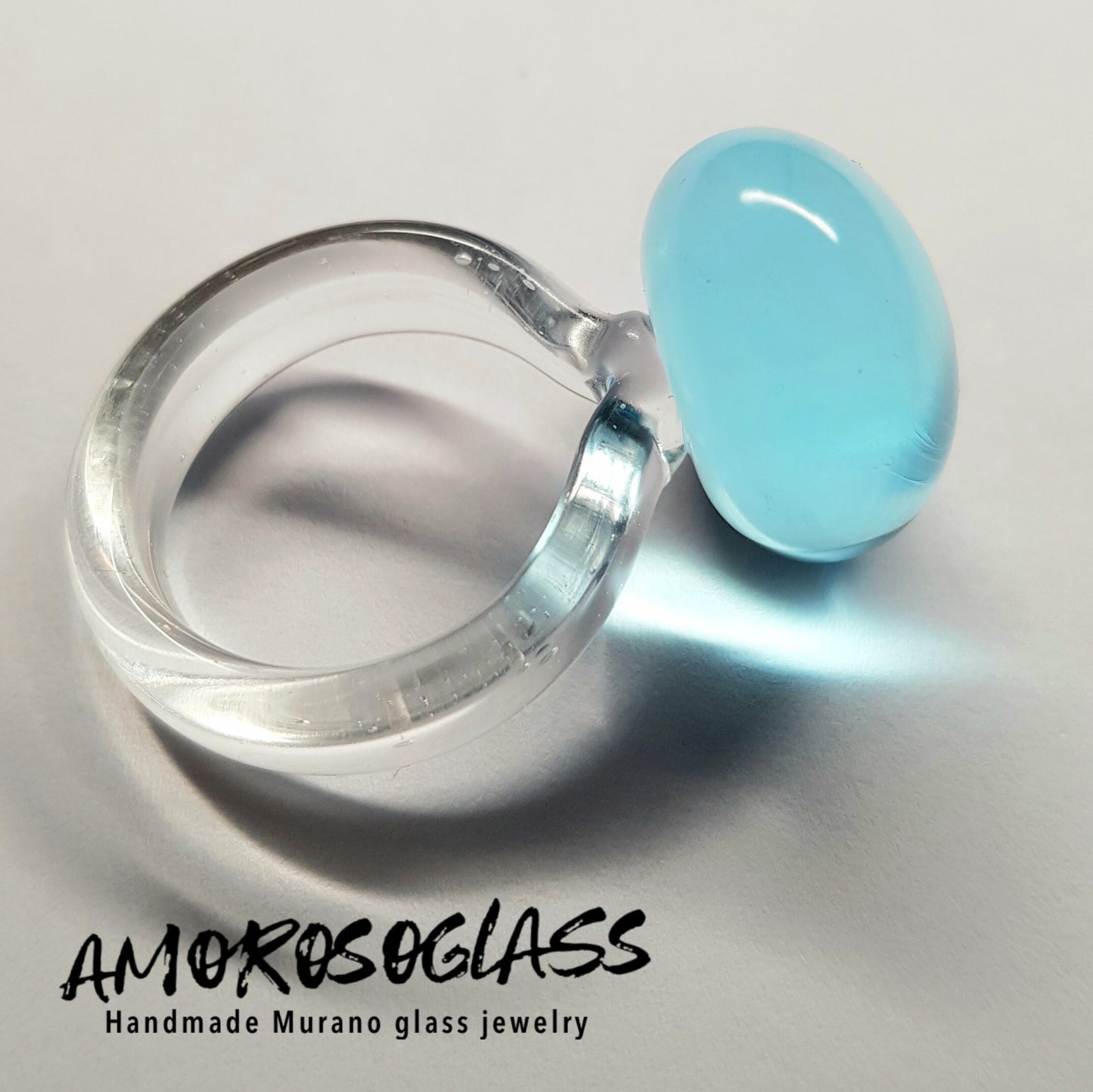 Anello BOLLICINA in vetro di Murano lavorato a lume.