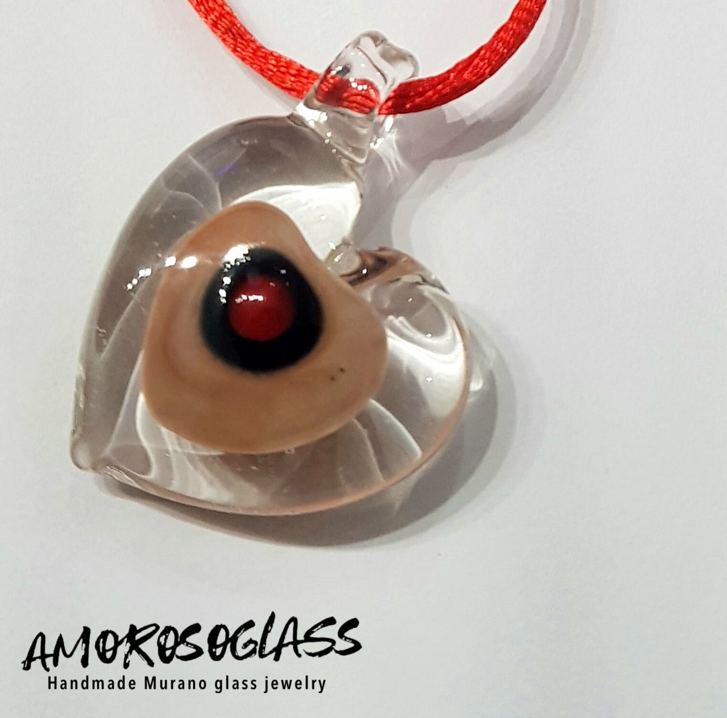 CUORE NICOLE in vetro di Murano lavorato a lume.