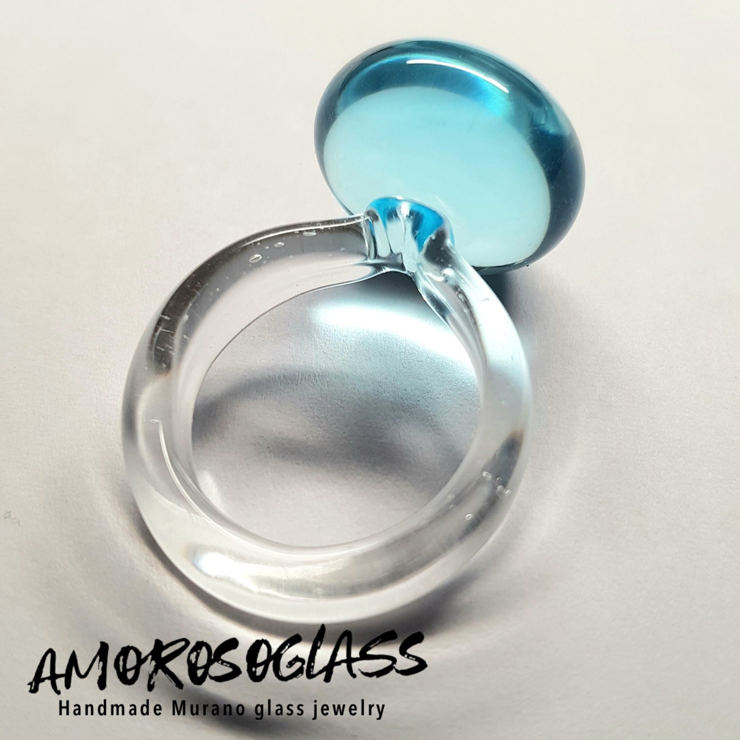 Anello BOLLICINA in vetro di Murano lavorato a lume.