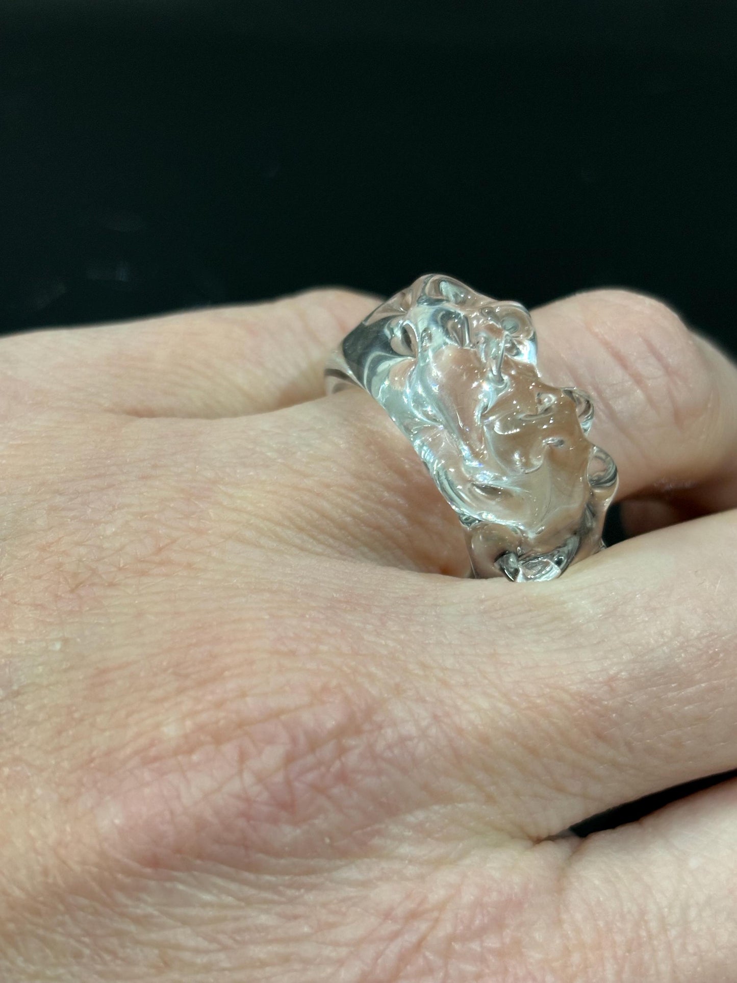 Anello ICEBERG in vetro di Murano colore cristallo trasparente.