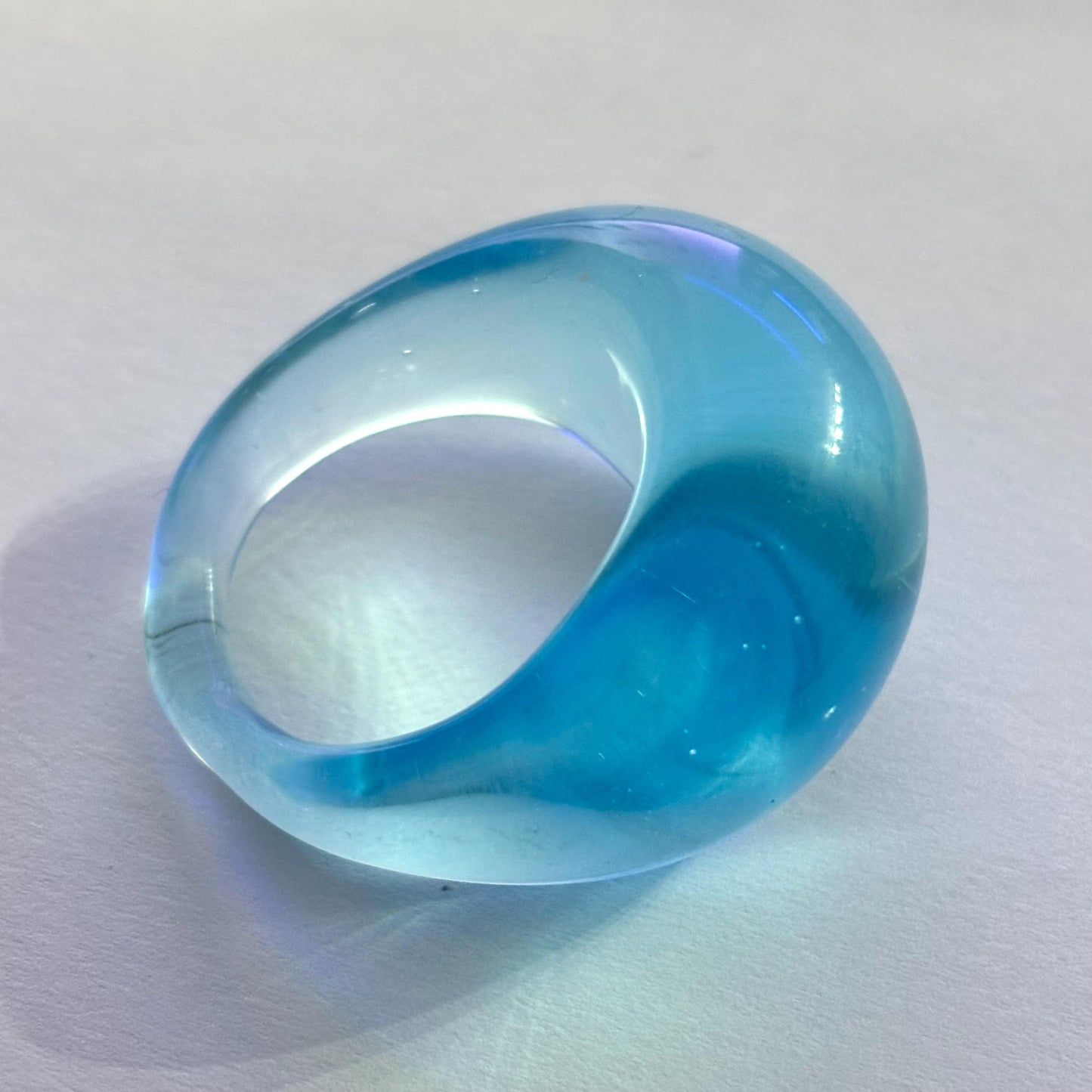 Anello ACQUA in vetro di Murano , colore acquamare chiarissimo trasparente.