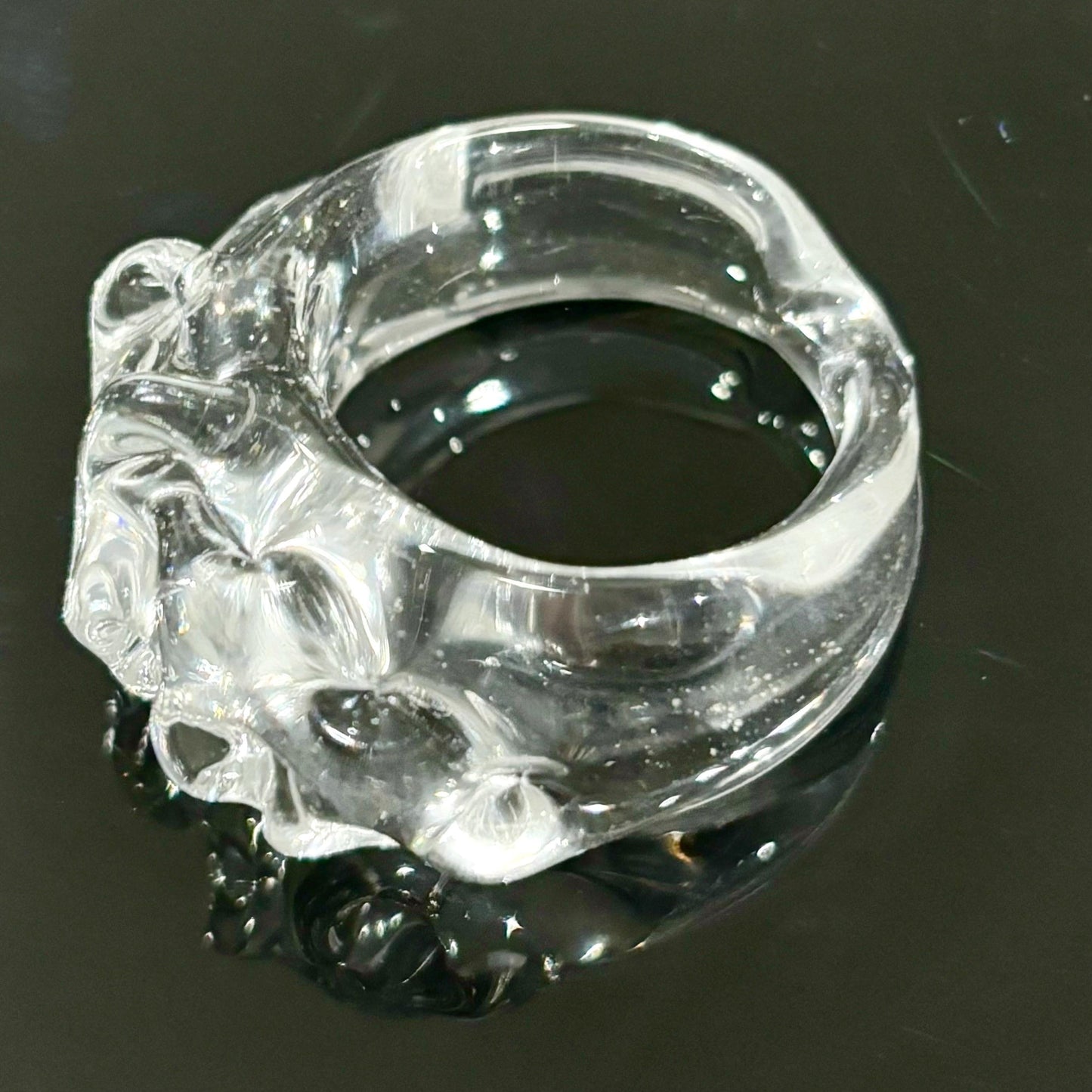 Anello ICEBERG in vetro di Murano colore cristallo trasparente.