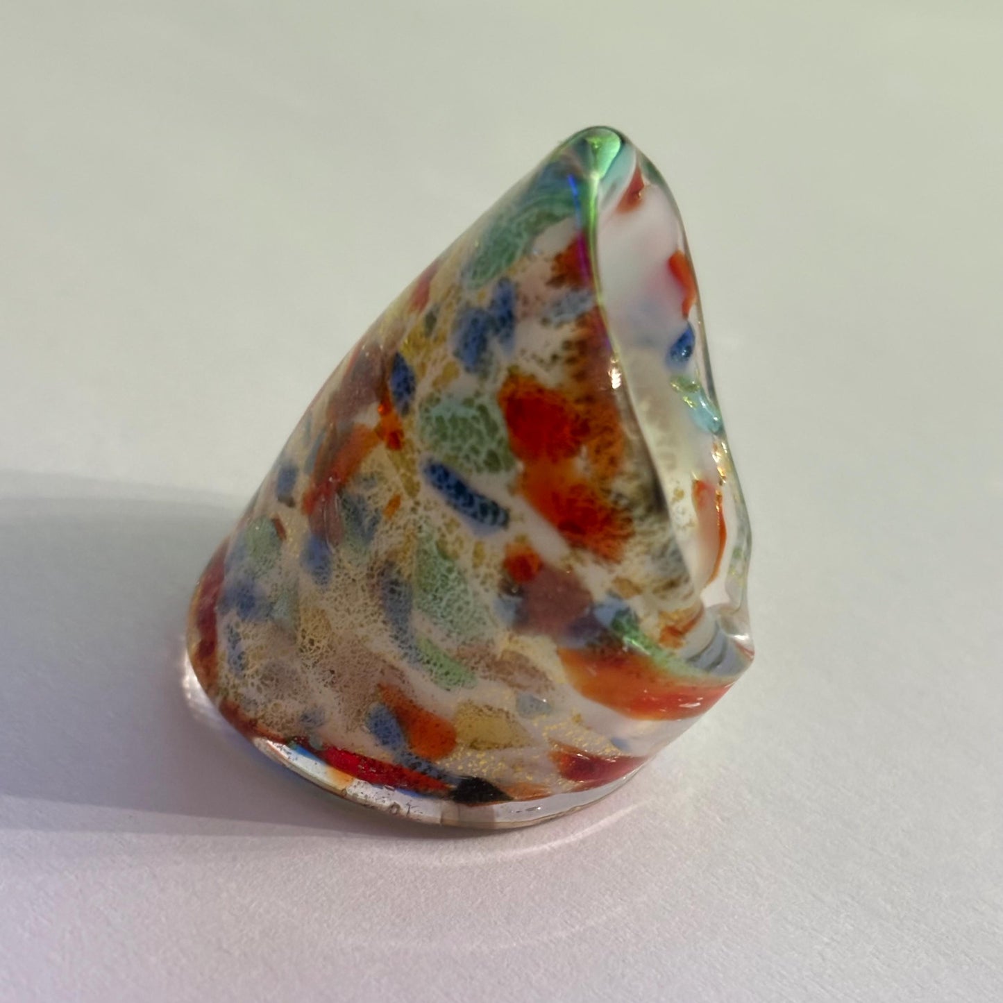 UNICO PEZZO  1,6 cm - Anello arlecchino a fascia larga, in vetro di Murano lavorato a lume.