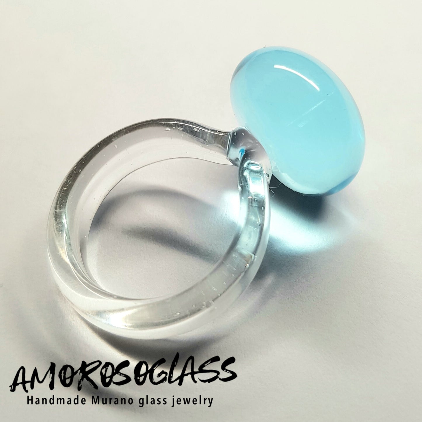 Anello BOLLICINA in vetro di Murano lavorato a lume.