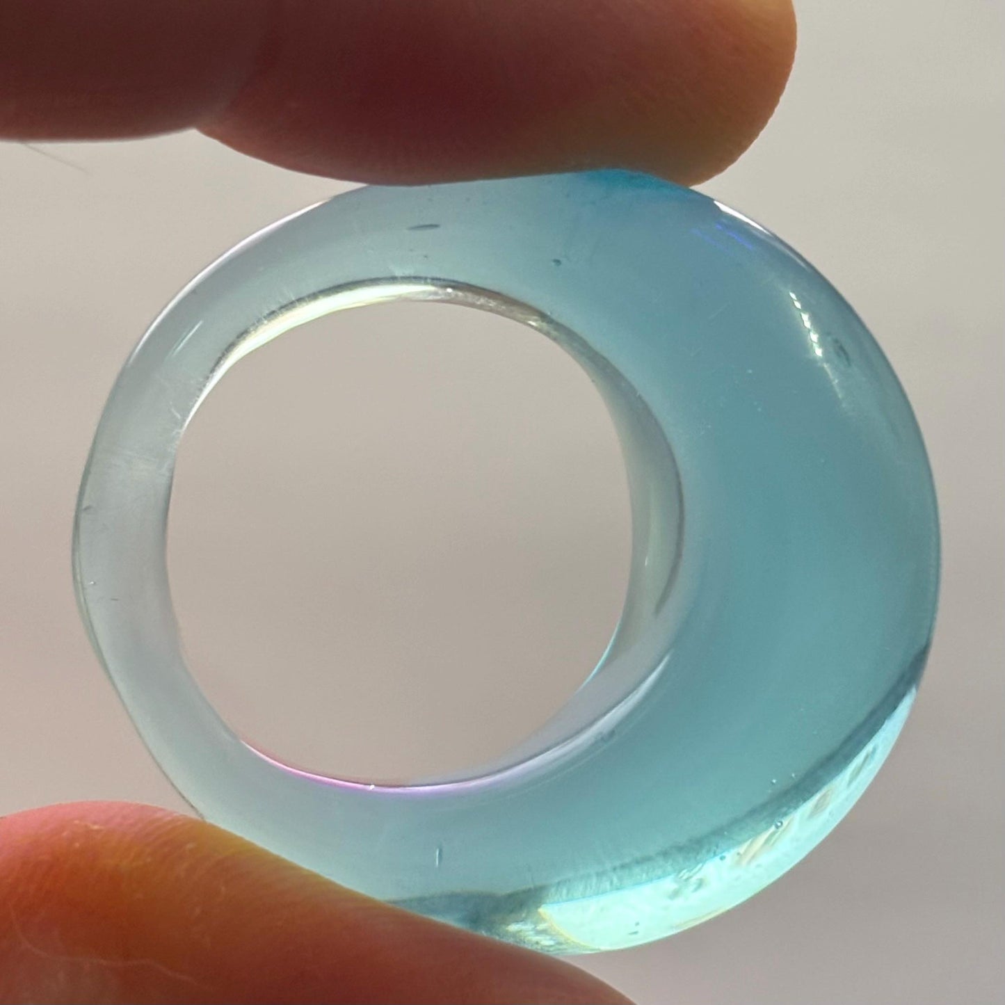 Anello ACQUA in vetro di Murano , colore acquamare chiarissimo trasparente.