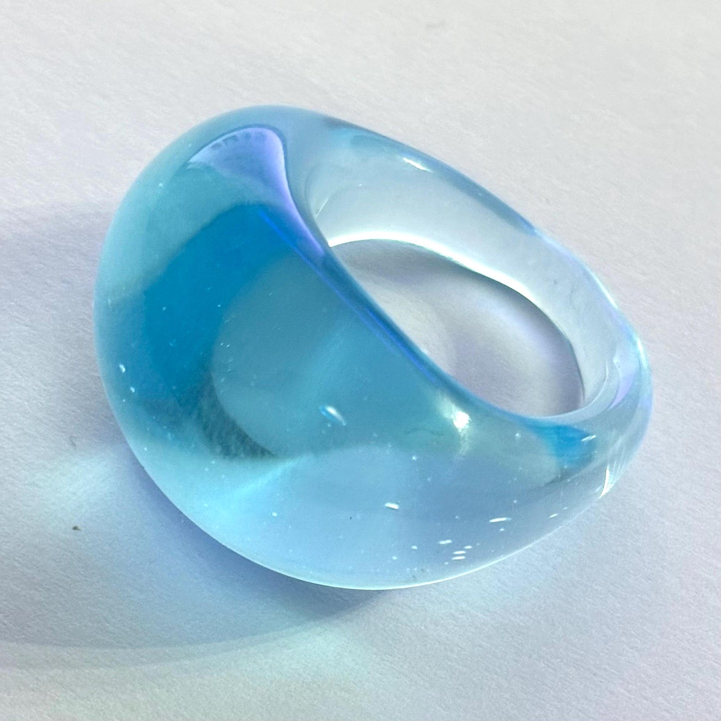 Anello ACQUA in vetro di Murano , colore acquamare chiarissimo trasparente.