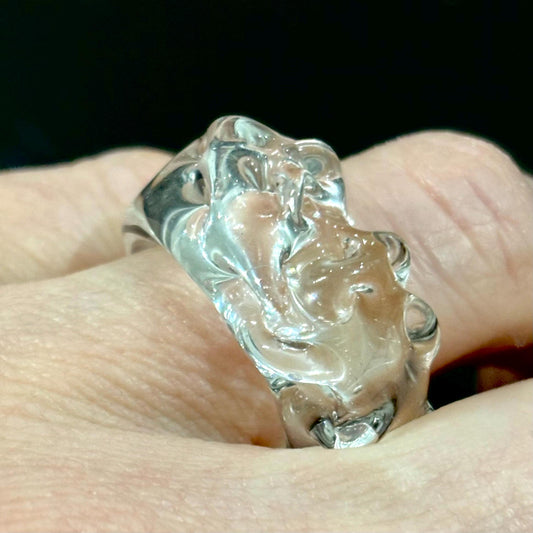 Anello ICEBERG in vetro di Murano colore cristallo trasparente.