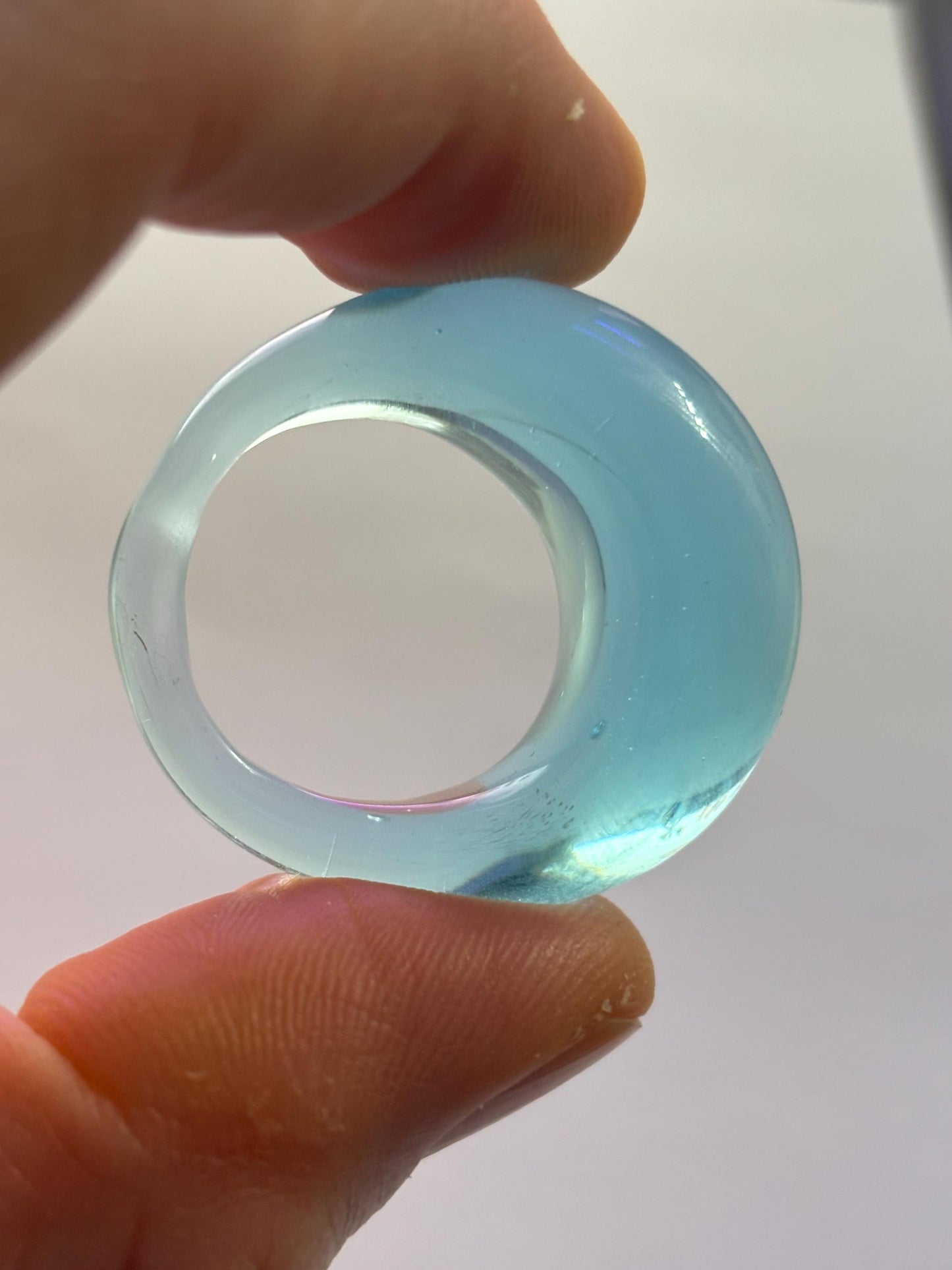Anello ACQUA in vetro di Murano , colore acquamare chiarissimo trasparente.